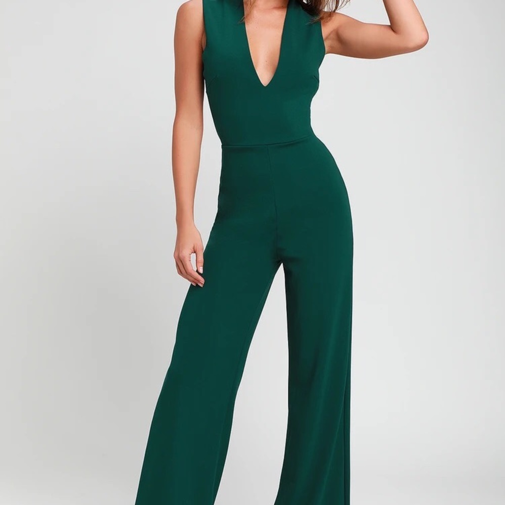 Lulus Thinking Out Loud backless jumpsuit in hunter green